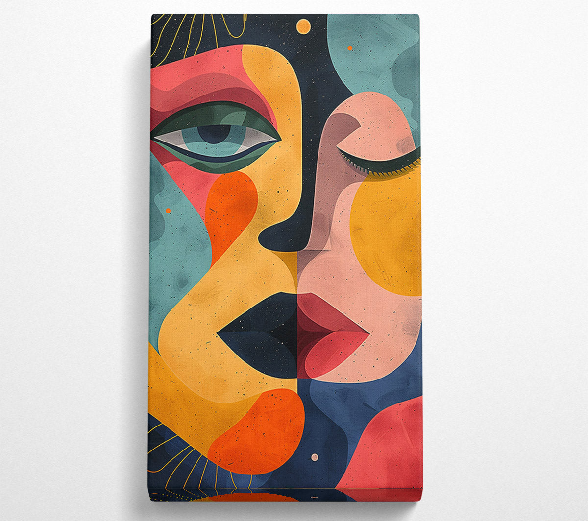 Yellow Abstract Faces Canvas Wall Art
