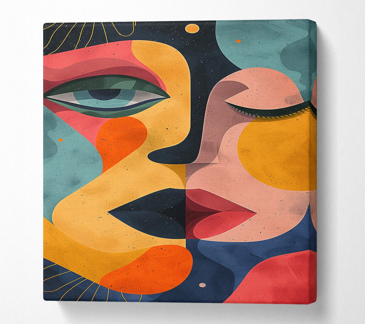 Yellow Abstract Faces Canvas Wall Art