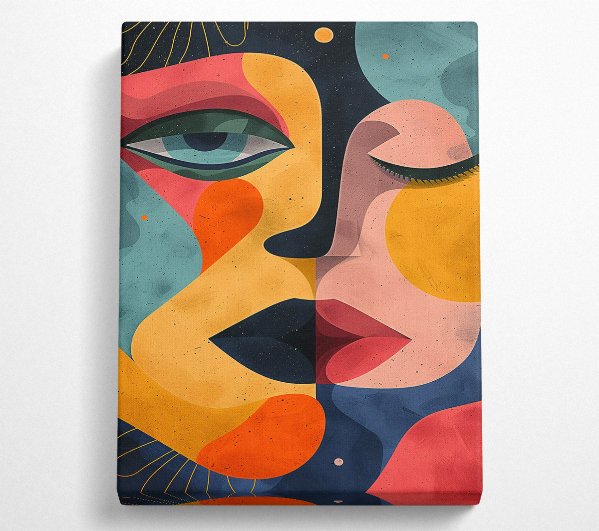Yellow Abstract Faces Canvas Wall Art