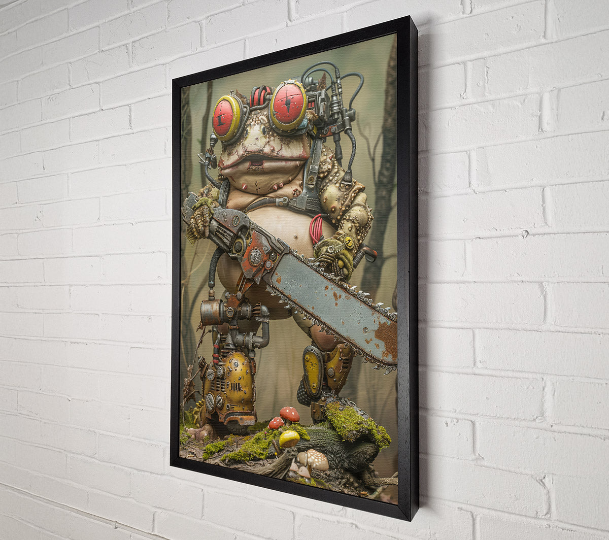 Rusting Red Chainsaw Frog Canvas Print