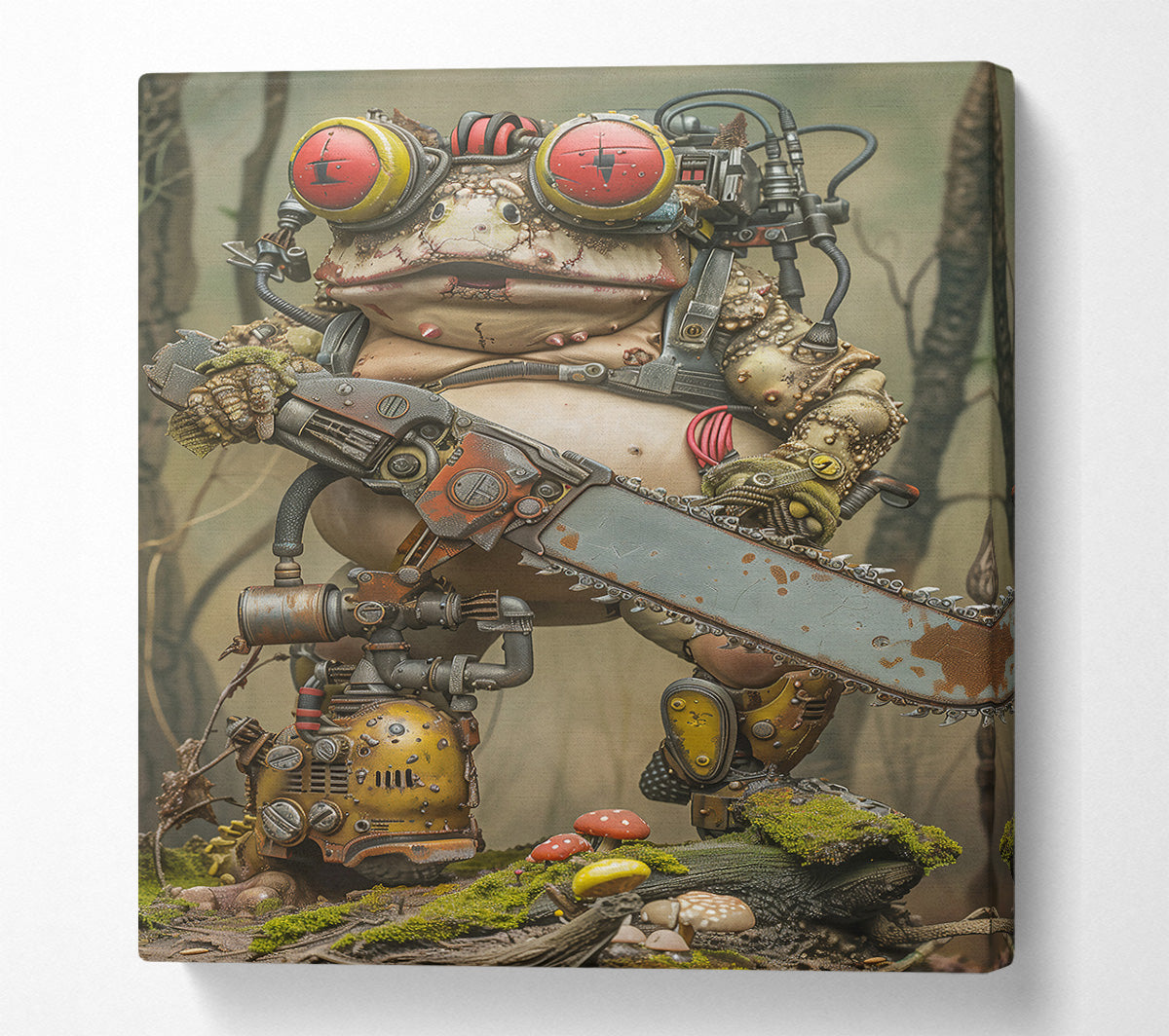 Rusting Red Chainsaw Frog Canvas Print