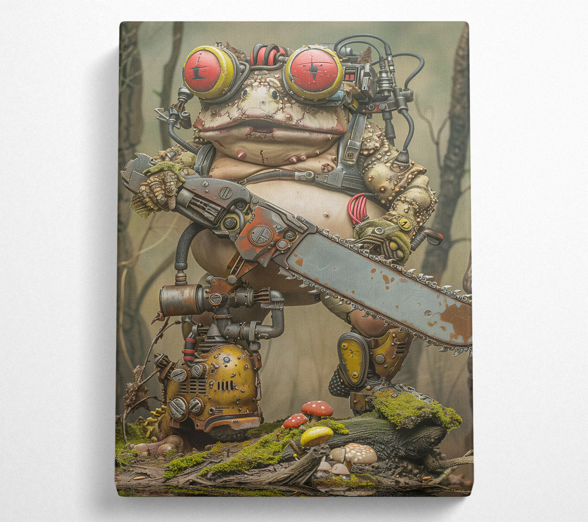 Rusting Red Chainsaw Frog Canvas Print