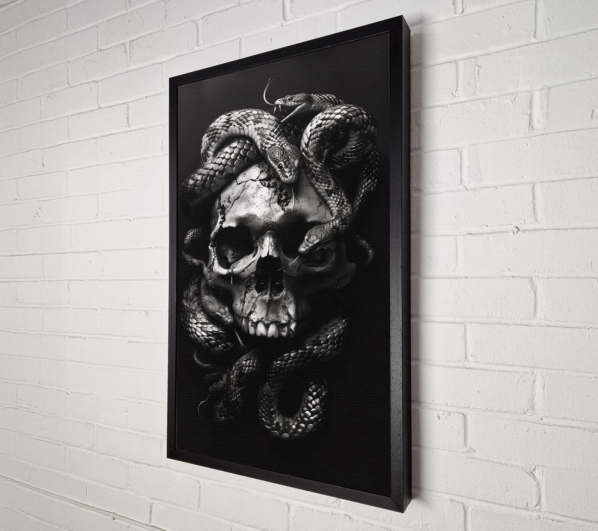Silver Skull Embrace Canvas Wall Art