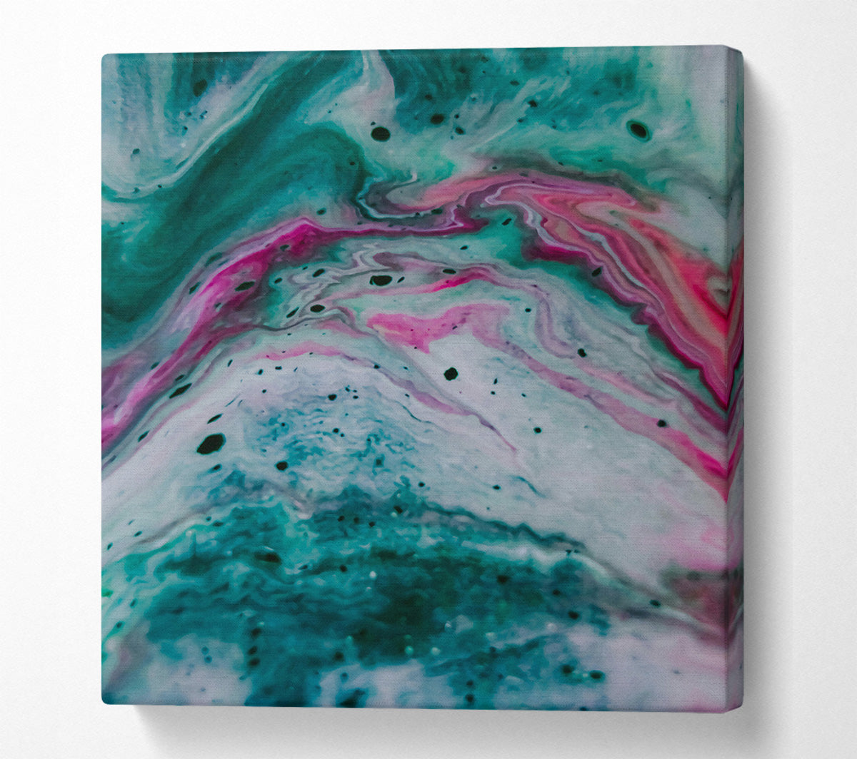 Teal And Pink Swirls Canvas Wall Art