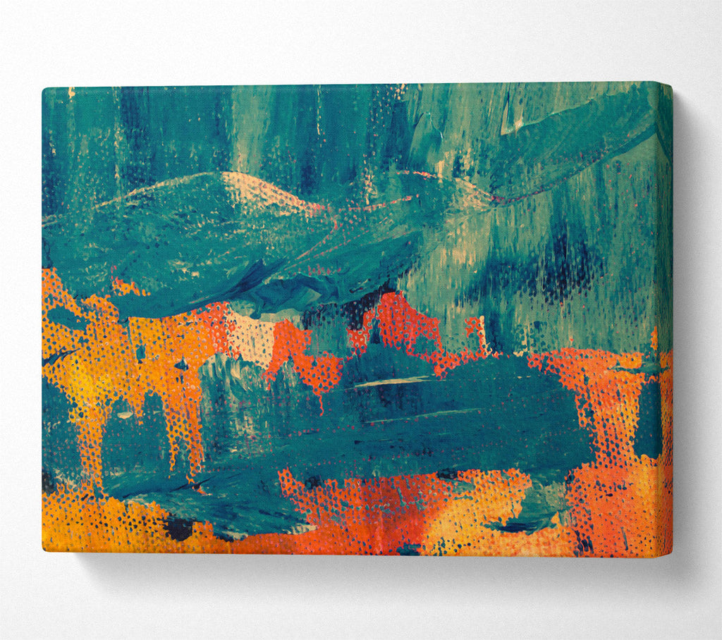 Teal Abstract Strokes Canvas Wall Art