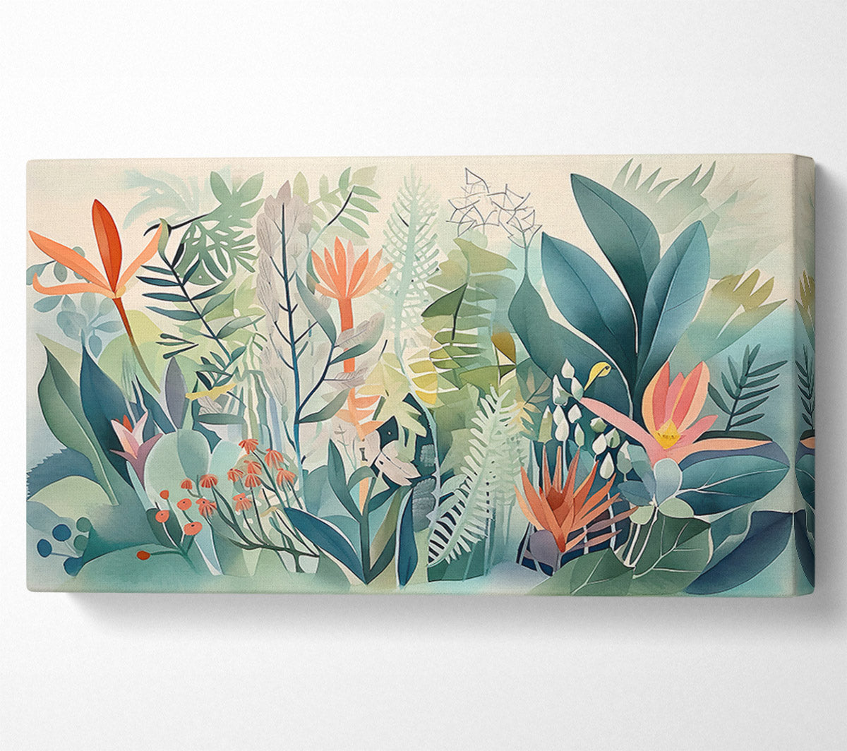 Teal Tropical Bloom Canvas Wall Art