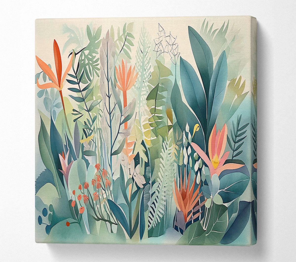 Teal Tropical Bloom Canvas Wall Art