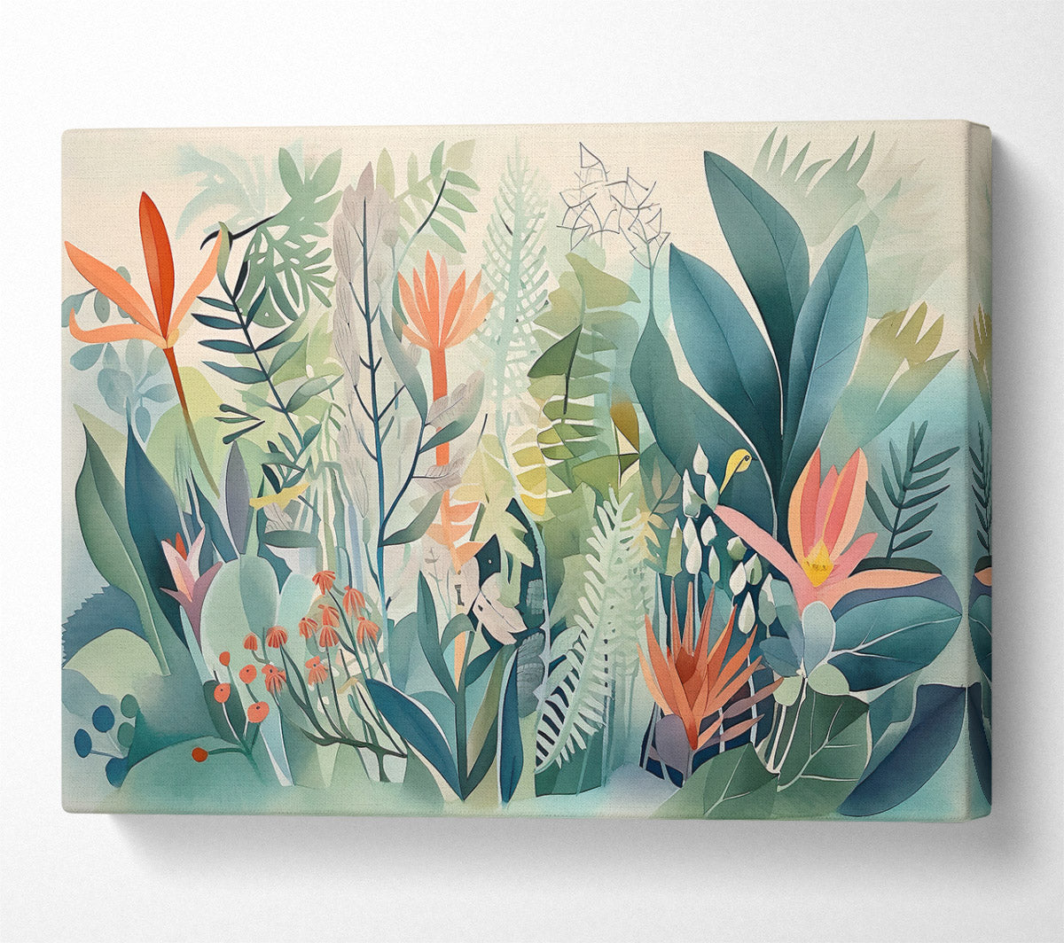 Teal Tropical Bloom Canvas Wall Art