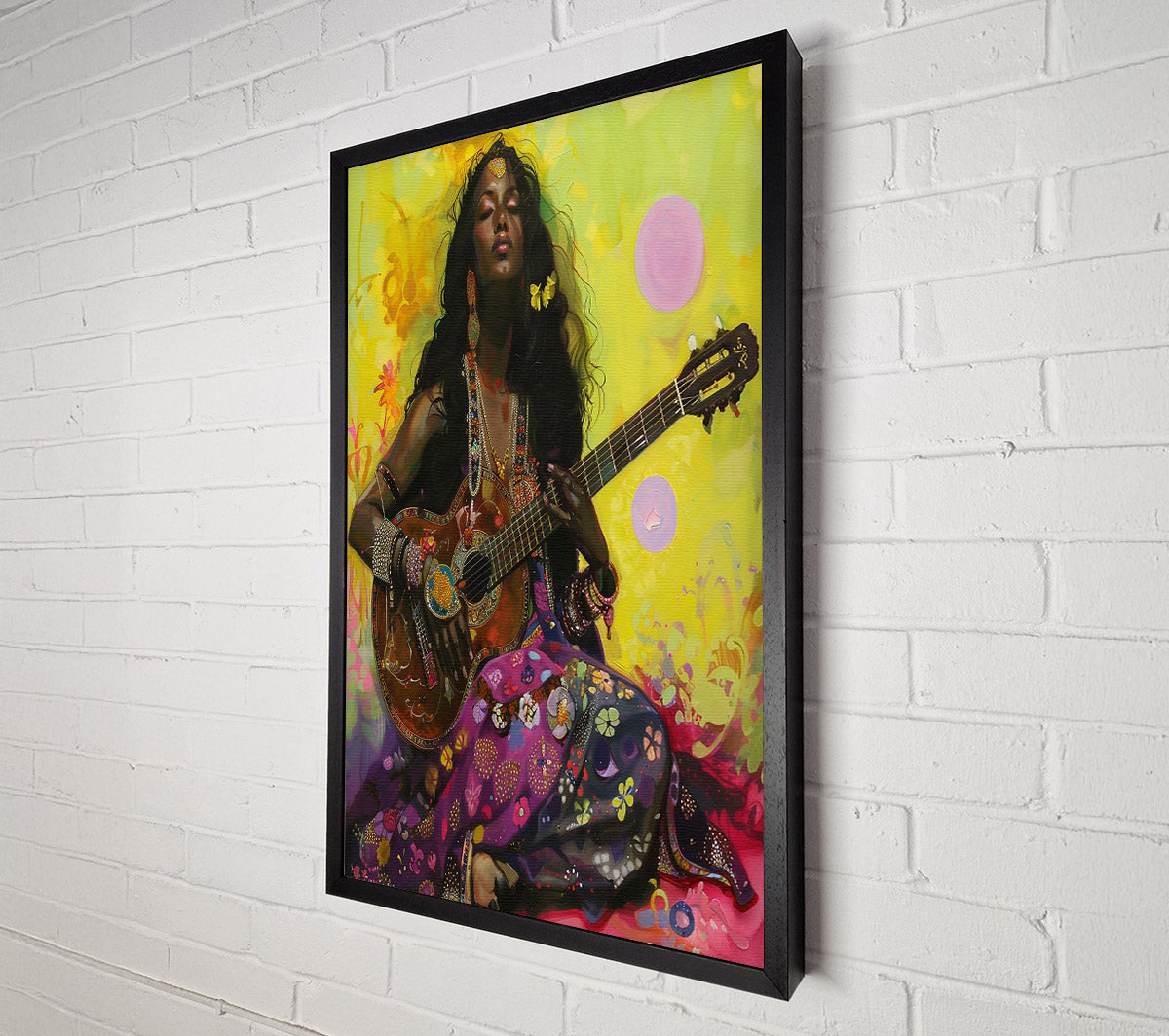 Purple Guitar Song Canvas Wall Art