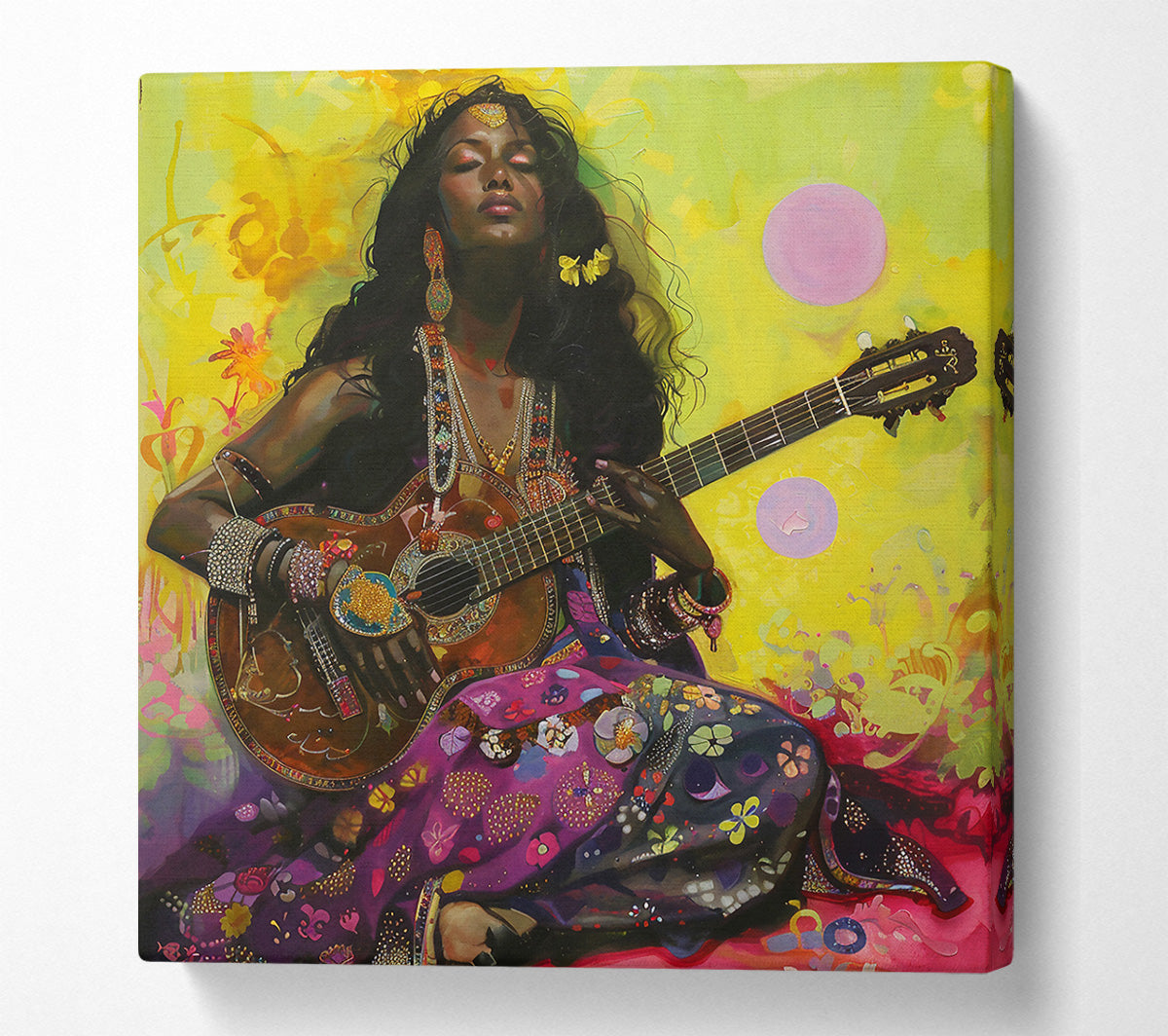 Purple Guitar Song Canvas Wall Art