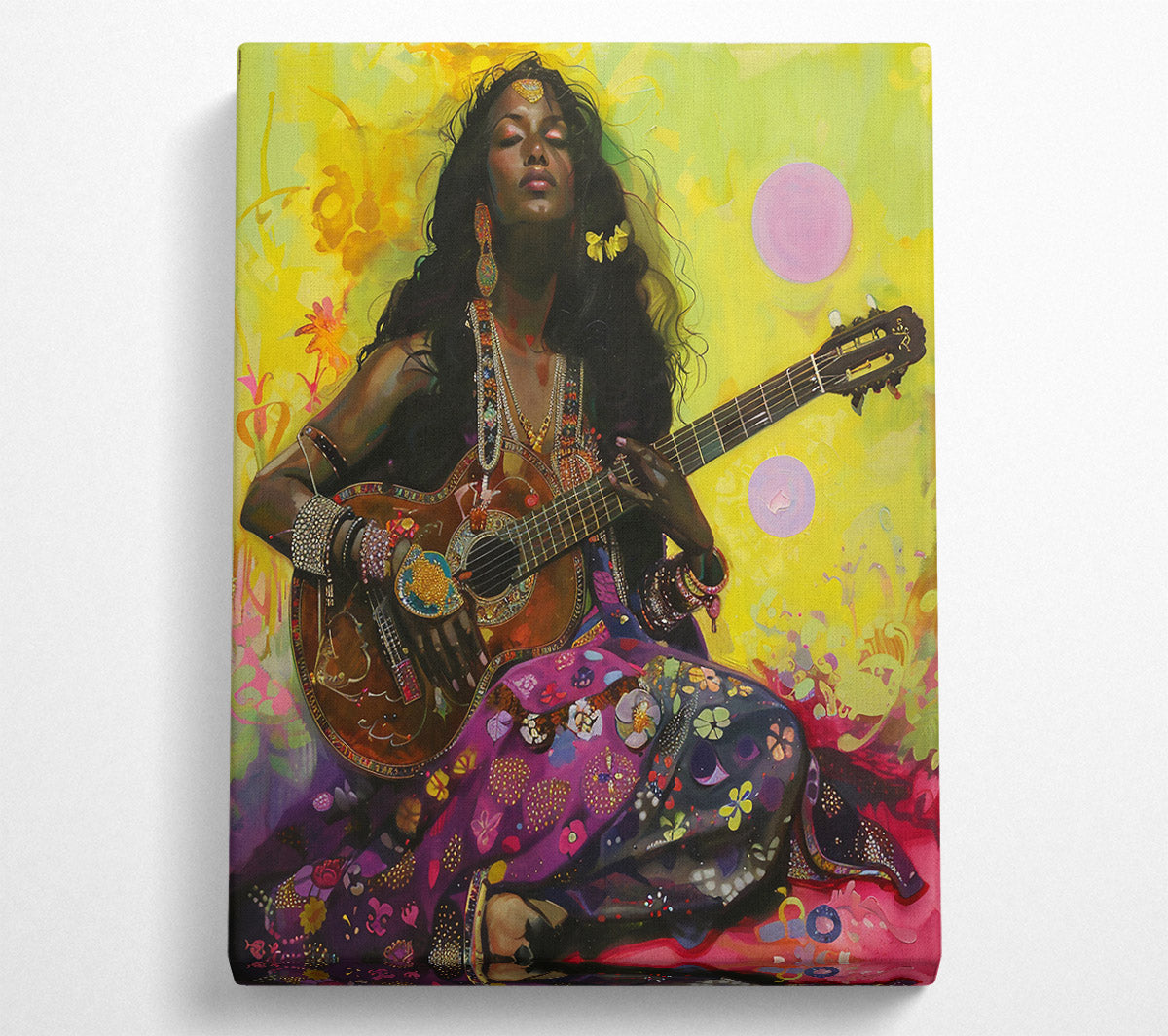 Purple Guitar Song Canvas Wall Art