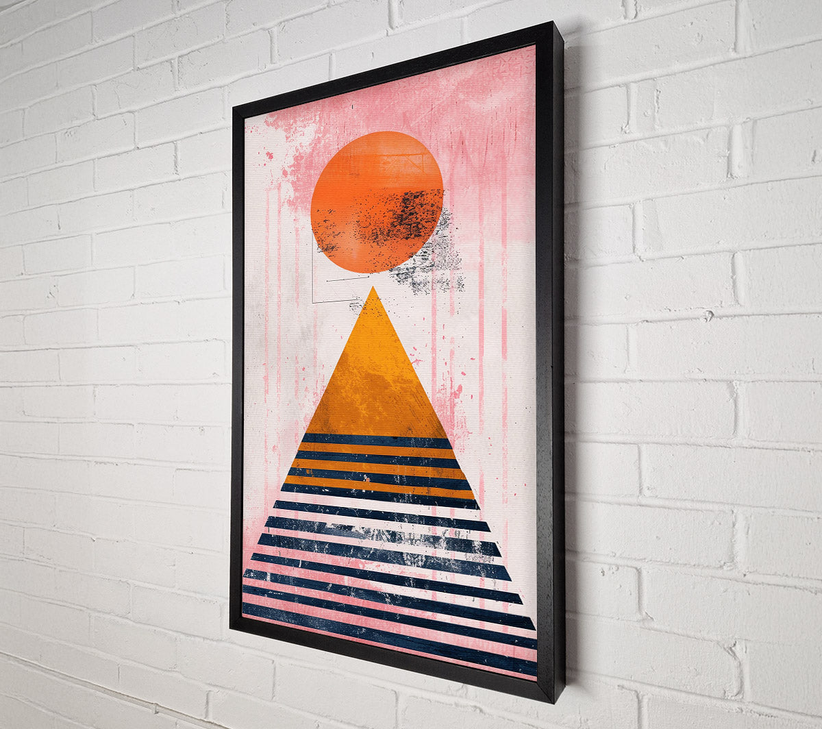 Pink Sunset Triangle Canvas Wall Art