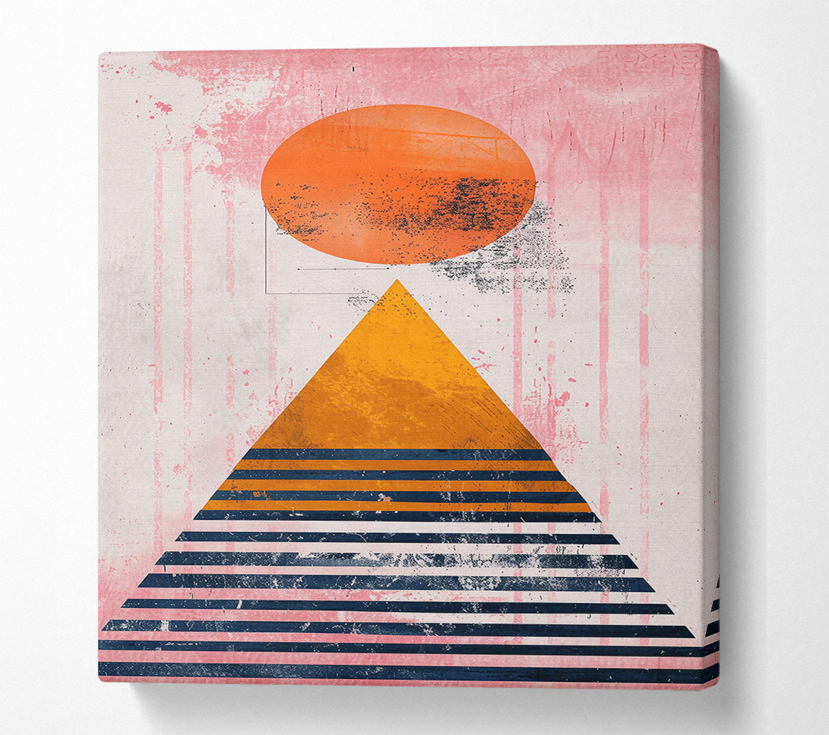 Pink Sunset Triangle Canvas Wall Art