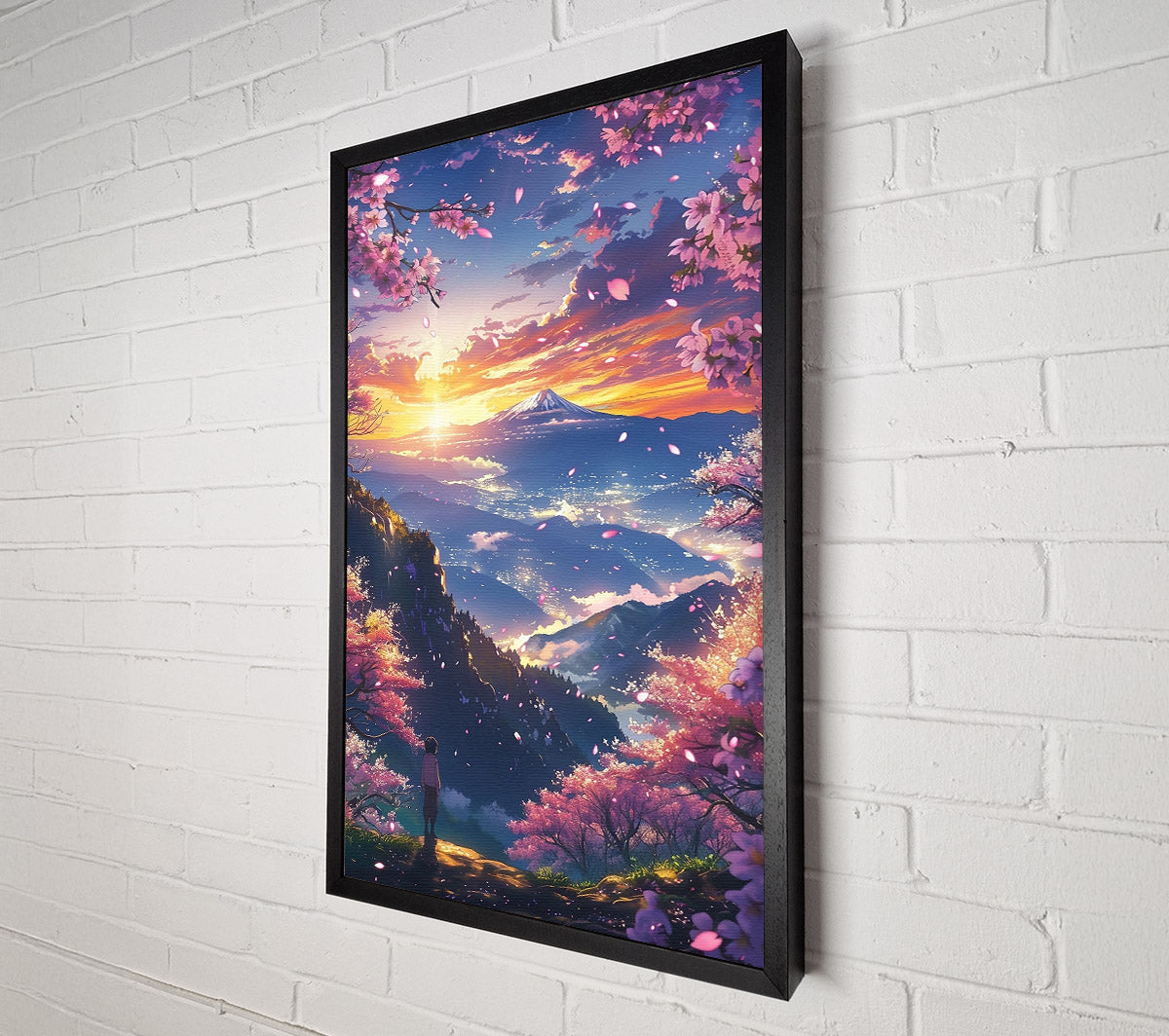 Pink Sunset Mountain View Canvas Wall Art