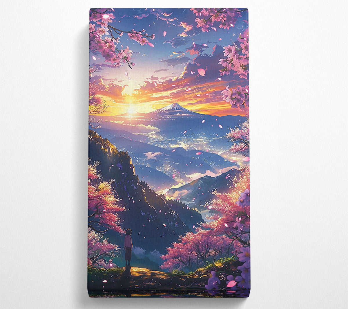 Pink Sunset Mountain View Canvas Wall Art