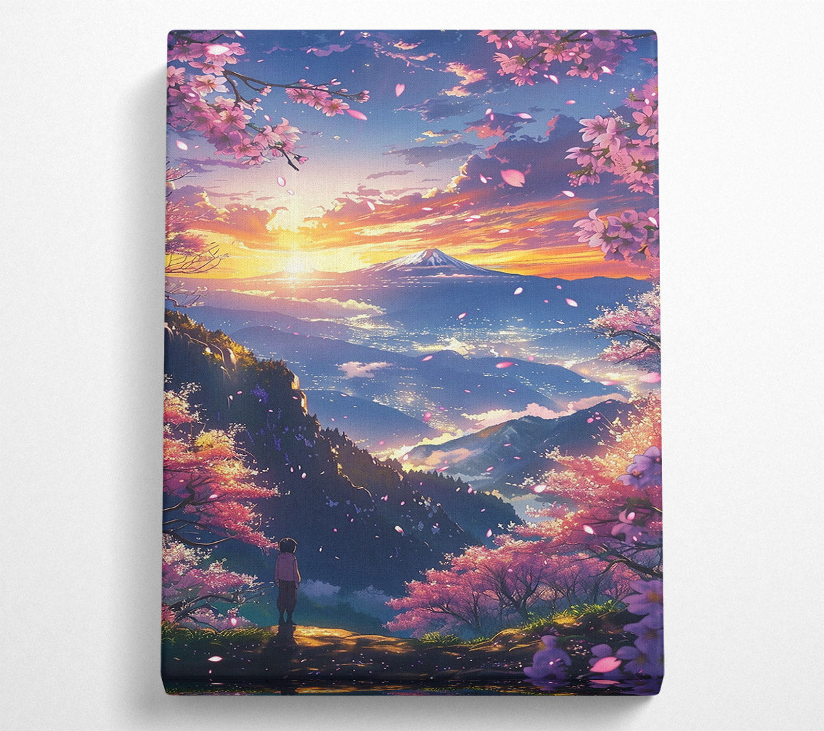 Pink Sunset Mountain View Canvas Wall Art