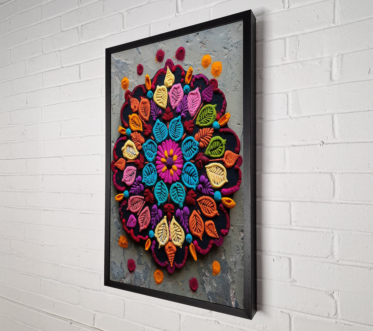 Yellow Floral Mandala Canvas Wall Art