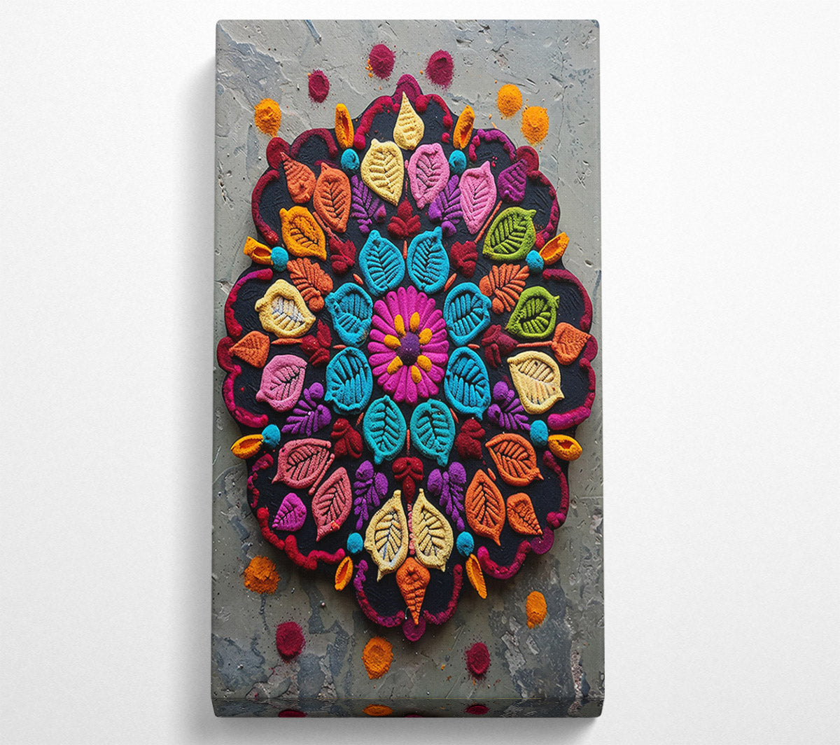Yellow Floral Mandala Canvas Wall Art