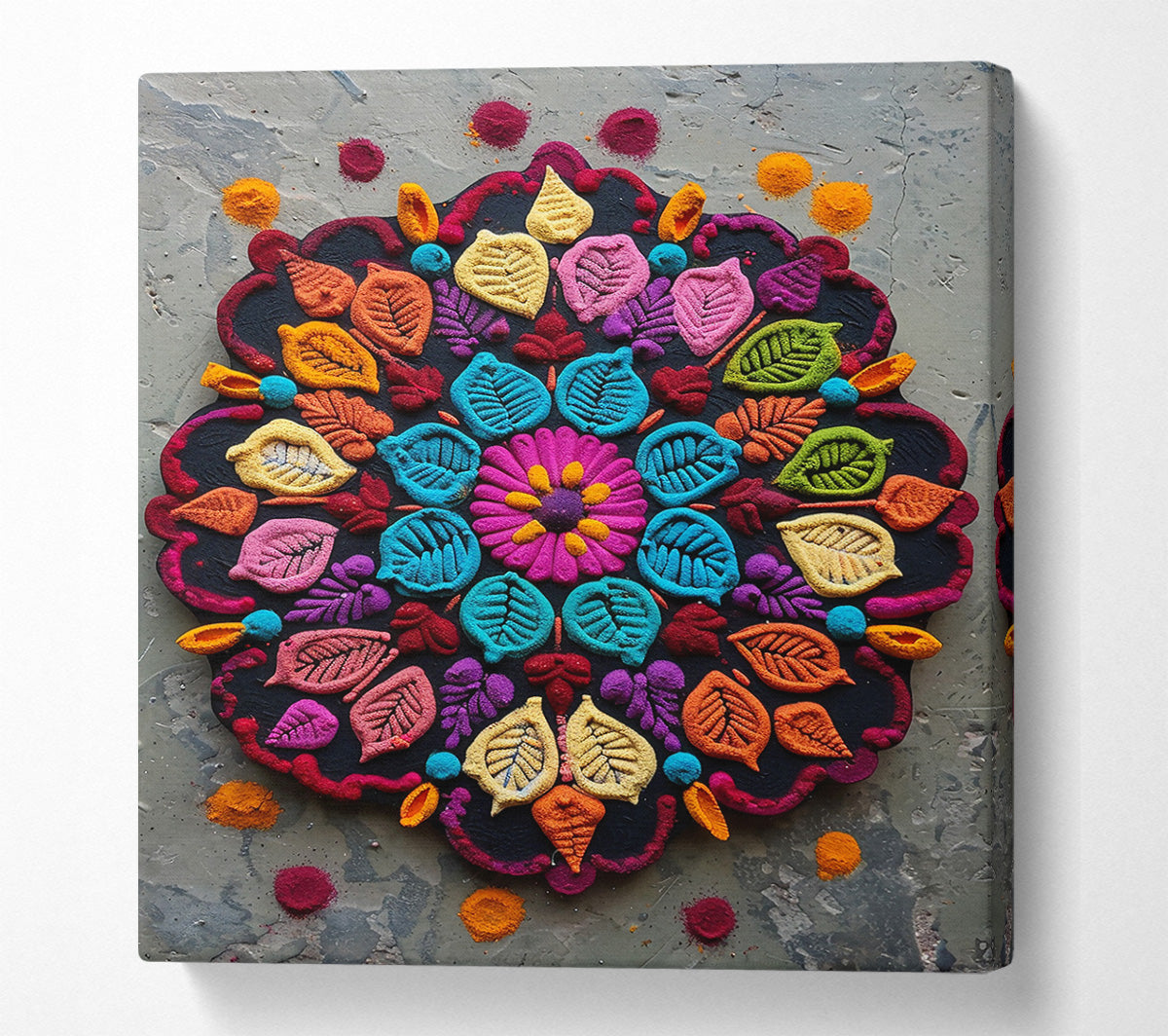 Yellow Floral Mandala Canvas Wall Art