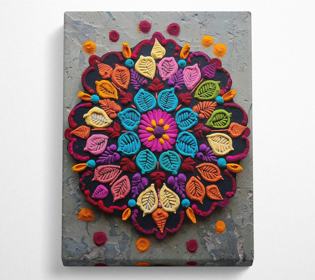 Yellow Floral Mandala Canvas Wall Art