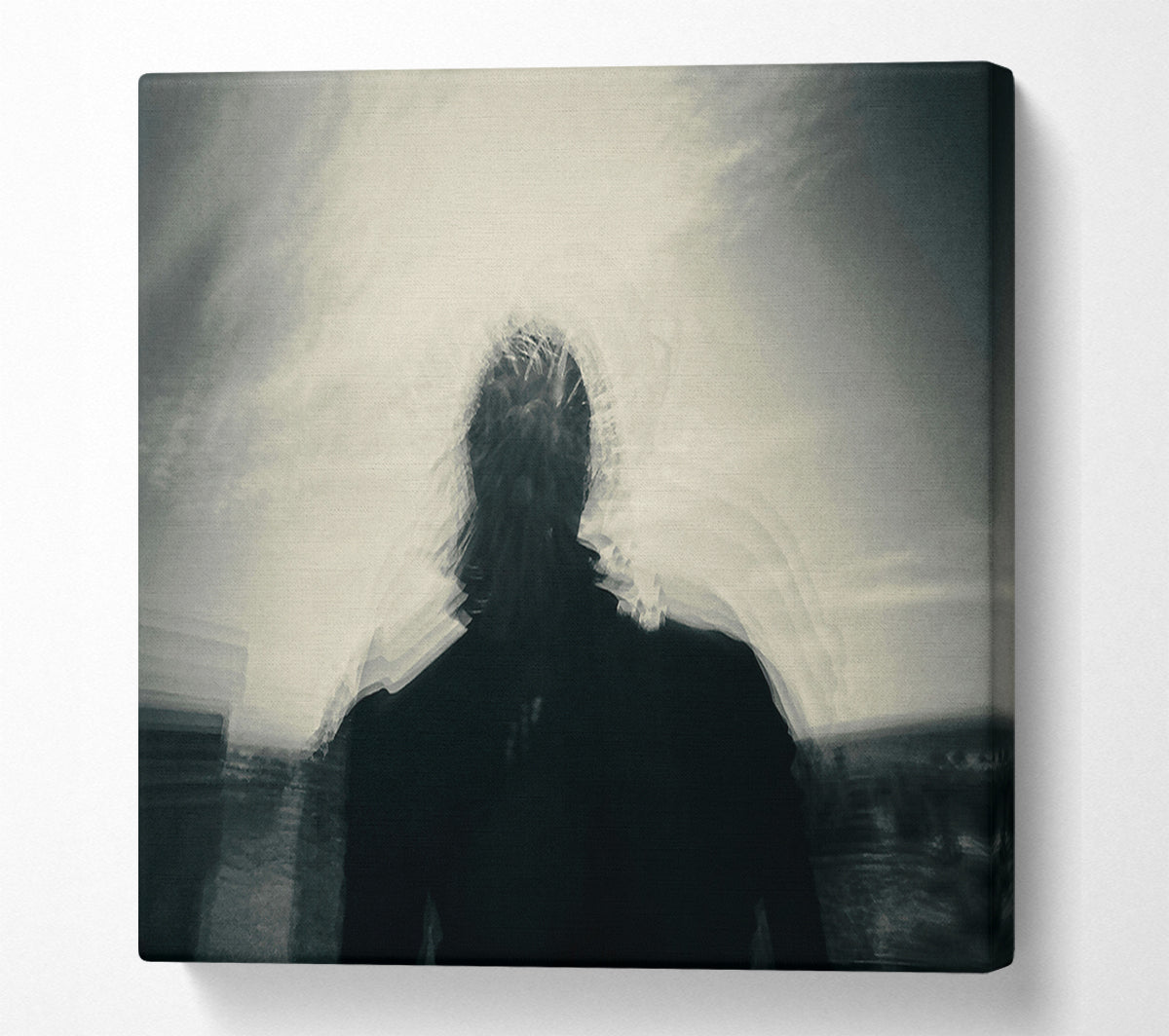 White Haze Silhouette Canvas Wall Art