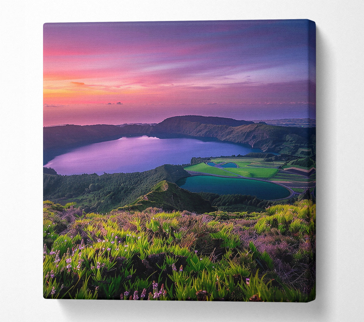 Purple Sky Lakescape Canvas Wall Art