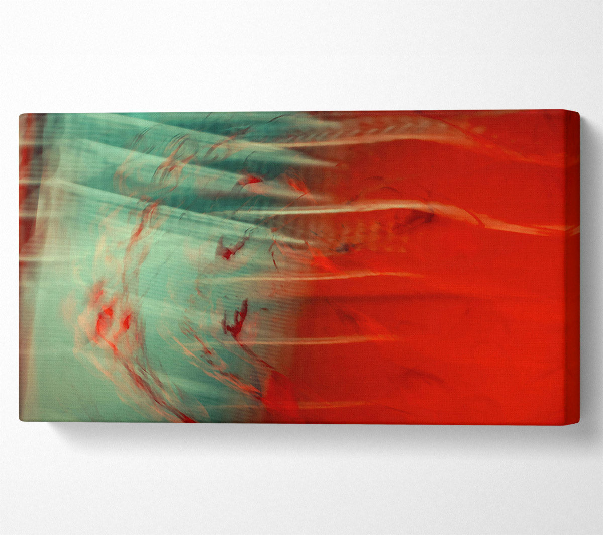 Red And Teal Swirls Canvas Wall Art