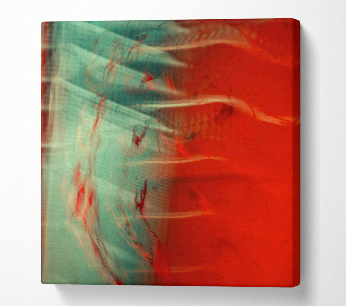 Red And Teal Swirls Canvas Wall Art