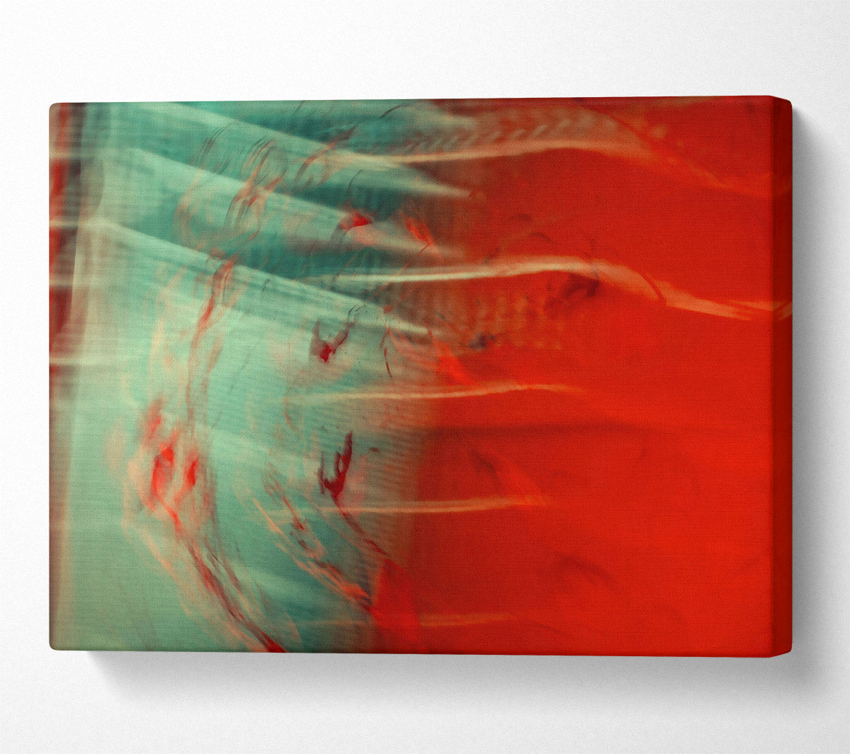 Red And Teal Swirls Canvas Wall Art