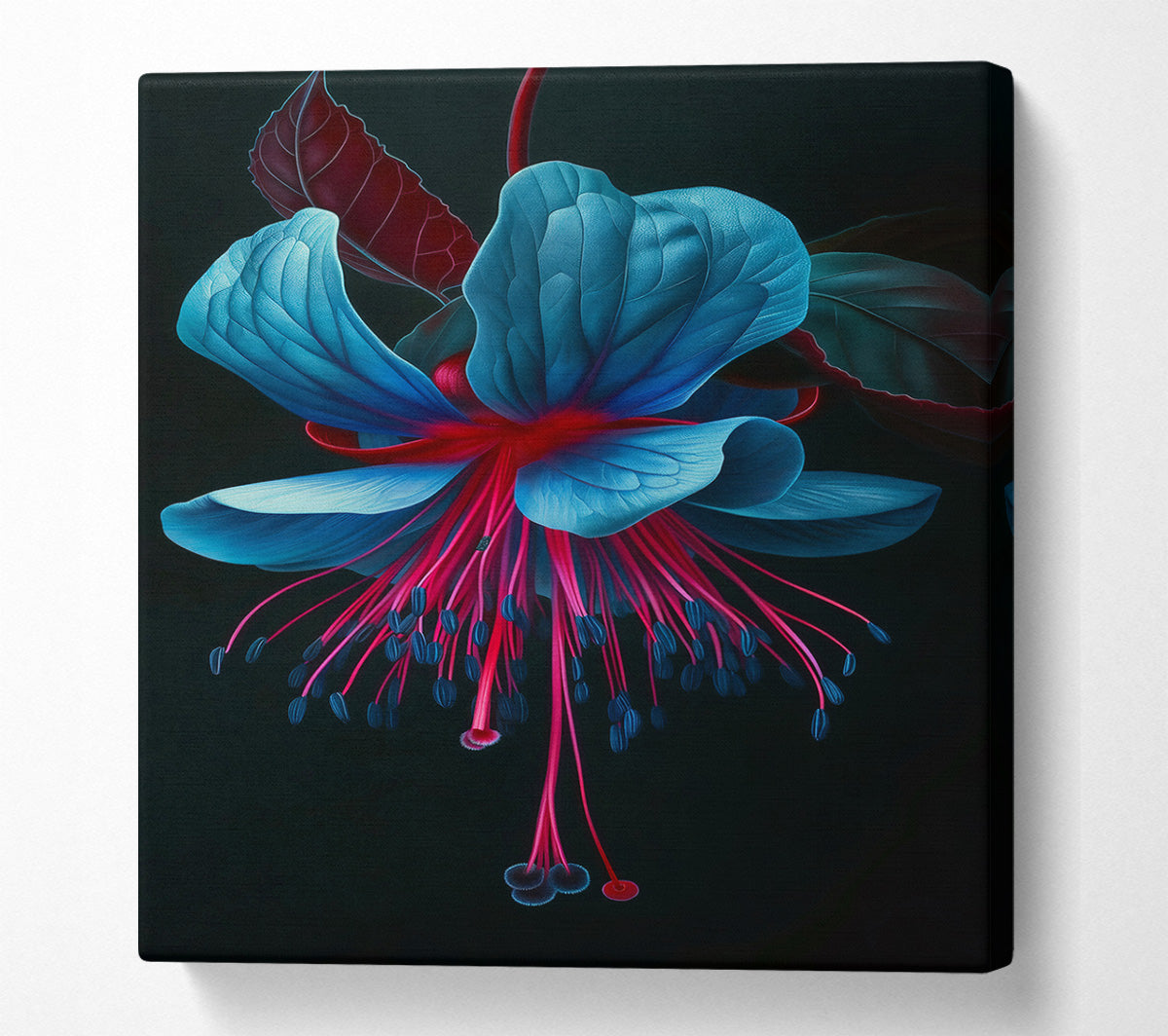 Teal Floral Bloom Canvas Wall Art
