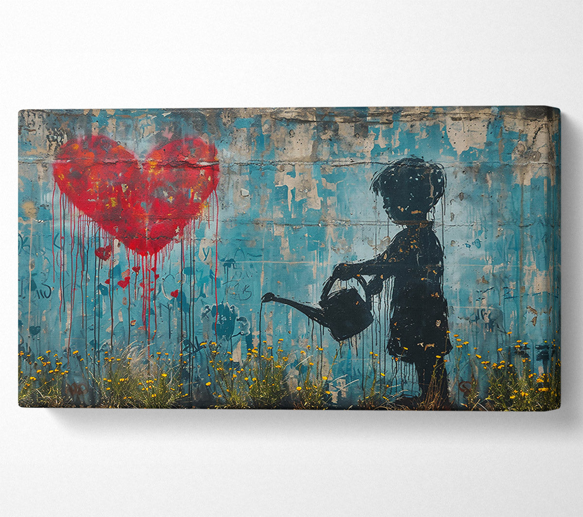 Red Heart Watering Can Canvas Print