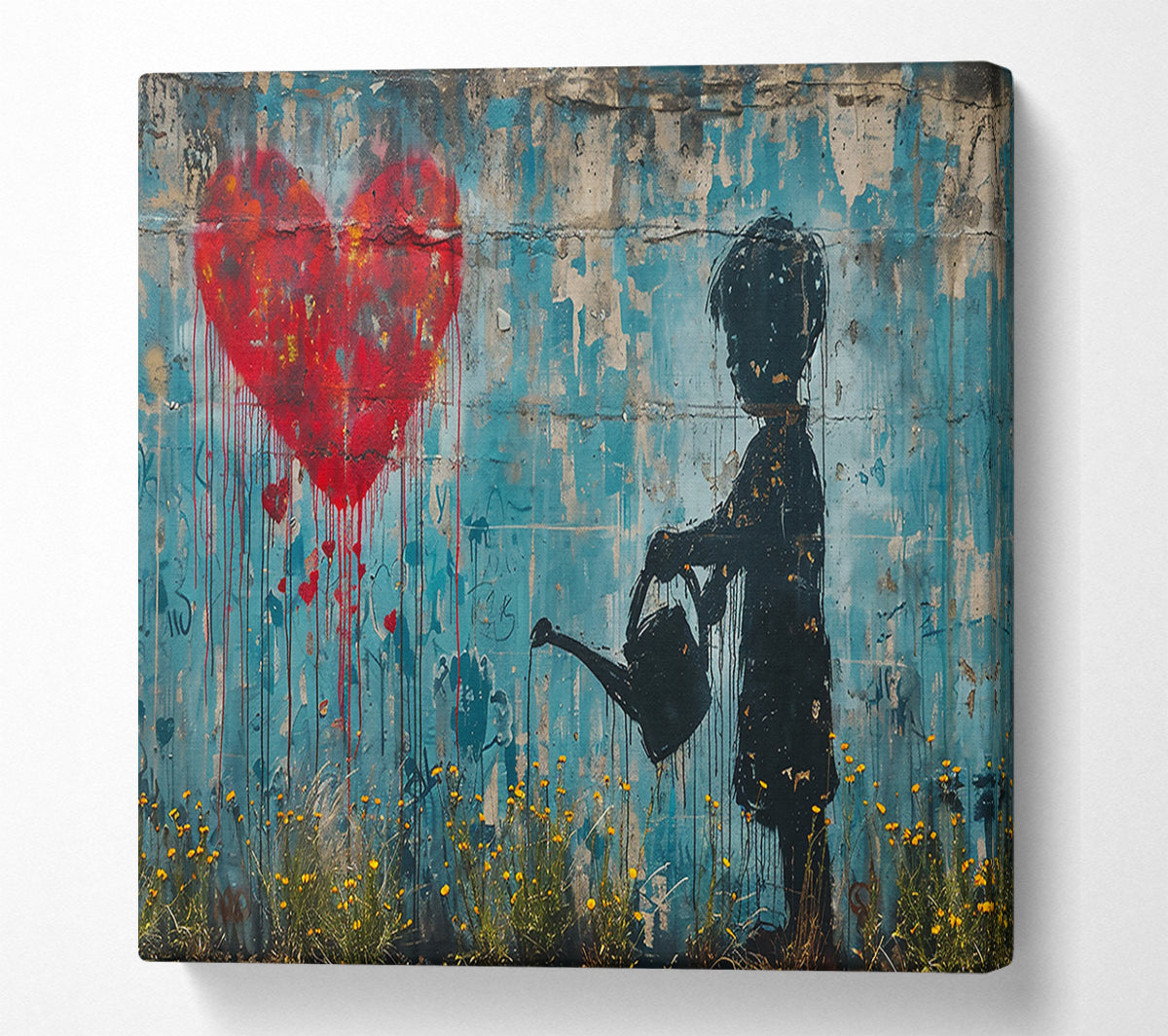 Red Heart Watering Can Canvas Print