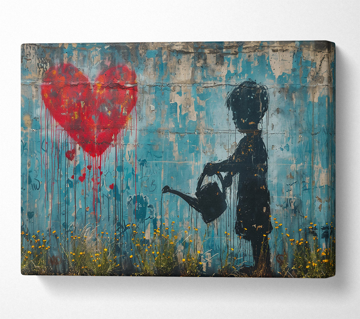 Red Heart Watering Can Canvas Print