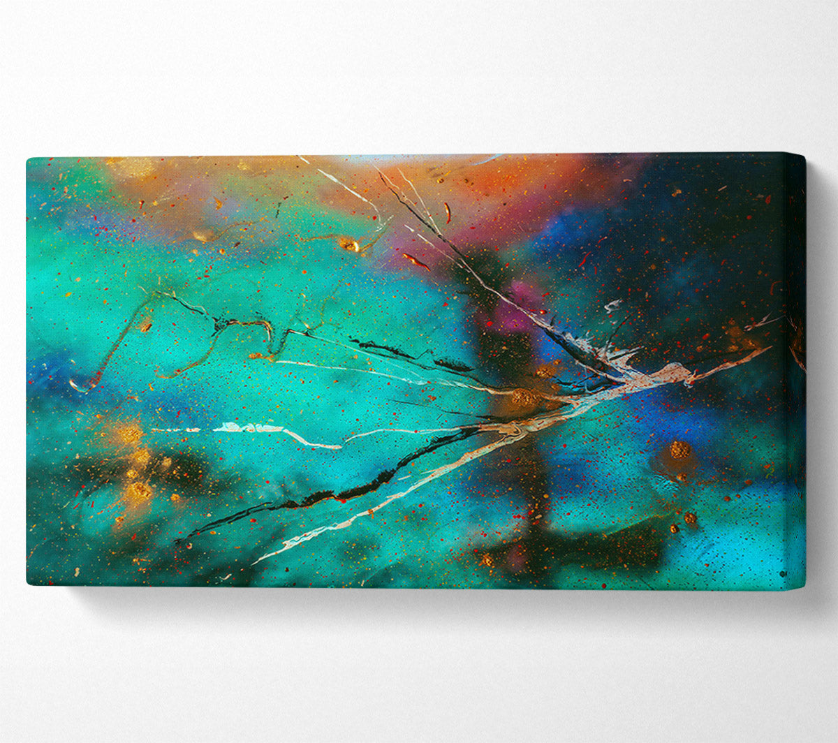 Teal Cosmic Dance Canvas Wall Art