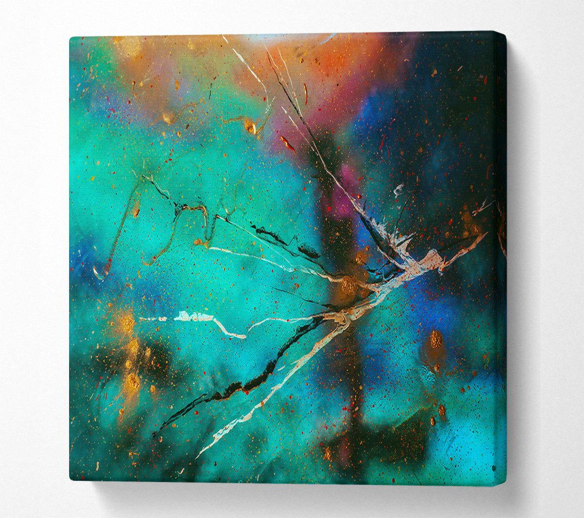 Teal Cosmic Dance Canvas Wall Art