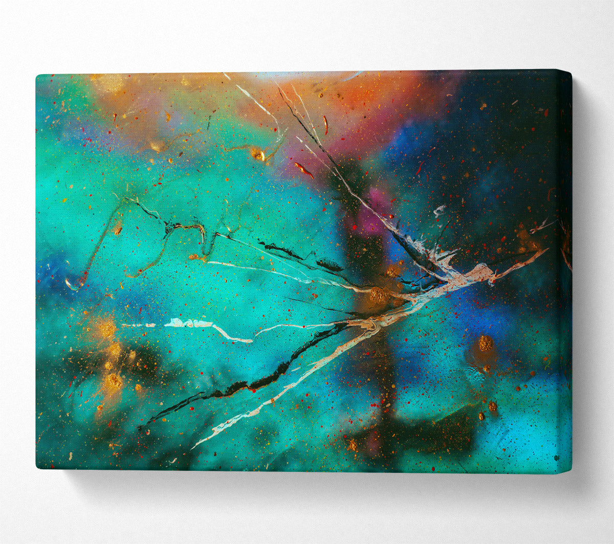 Teal Cosmic Dance Canvas Wall Art