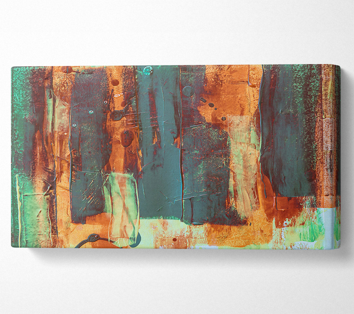 Teal Abstract Strokes Canvas Wall Art