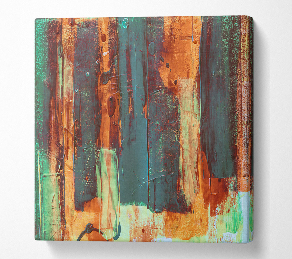 Teal Abstract Strokes Canvas Wall Art