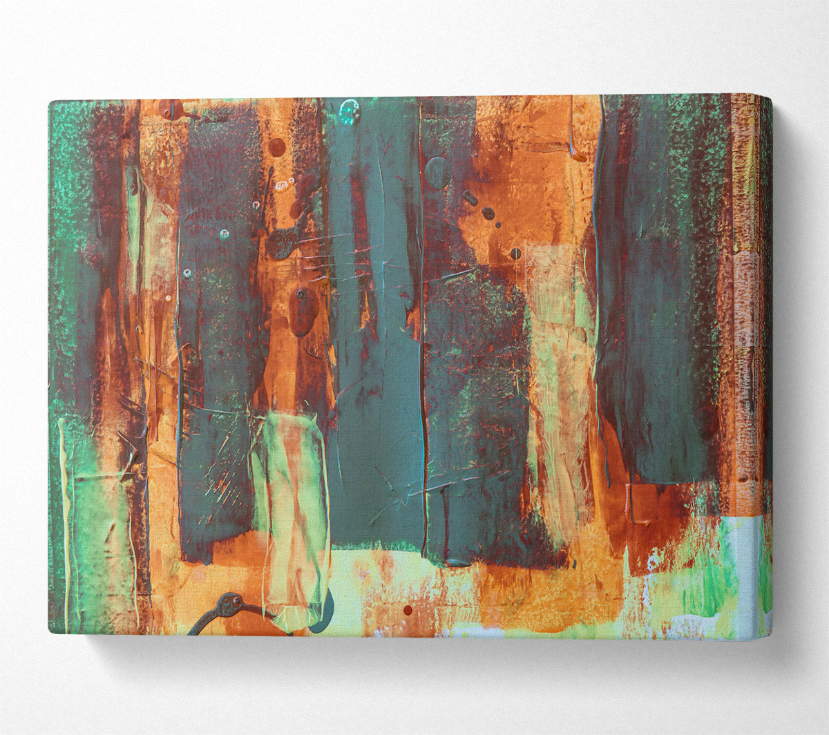Teal Abstract Strokes Canvas Wall Art