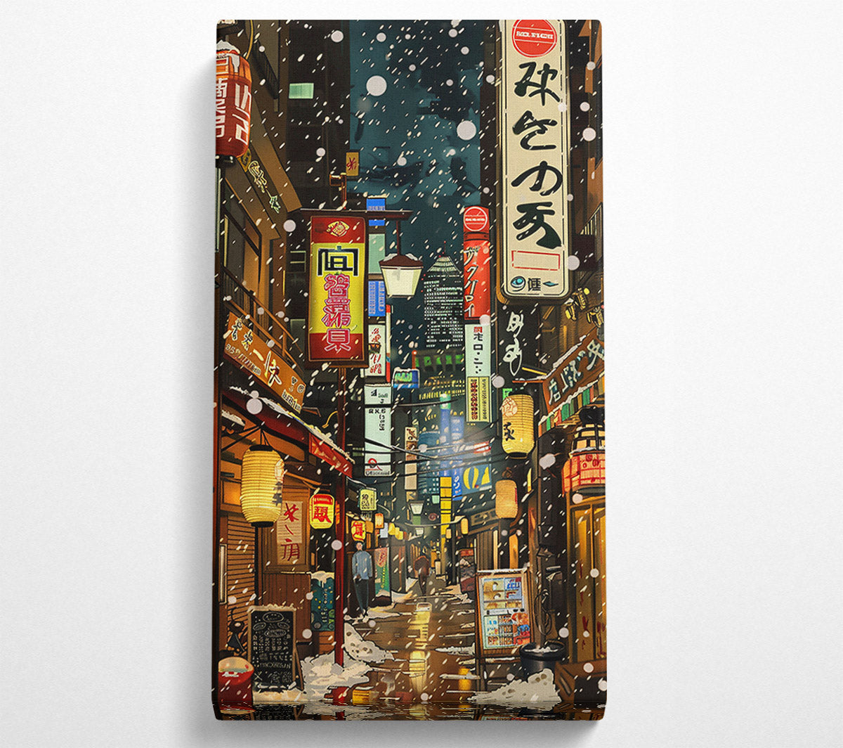 Red Lanterns In Snowfall Canvas Wall Art