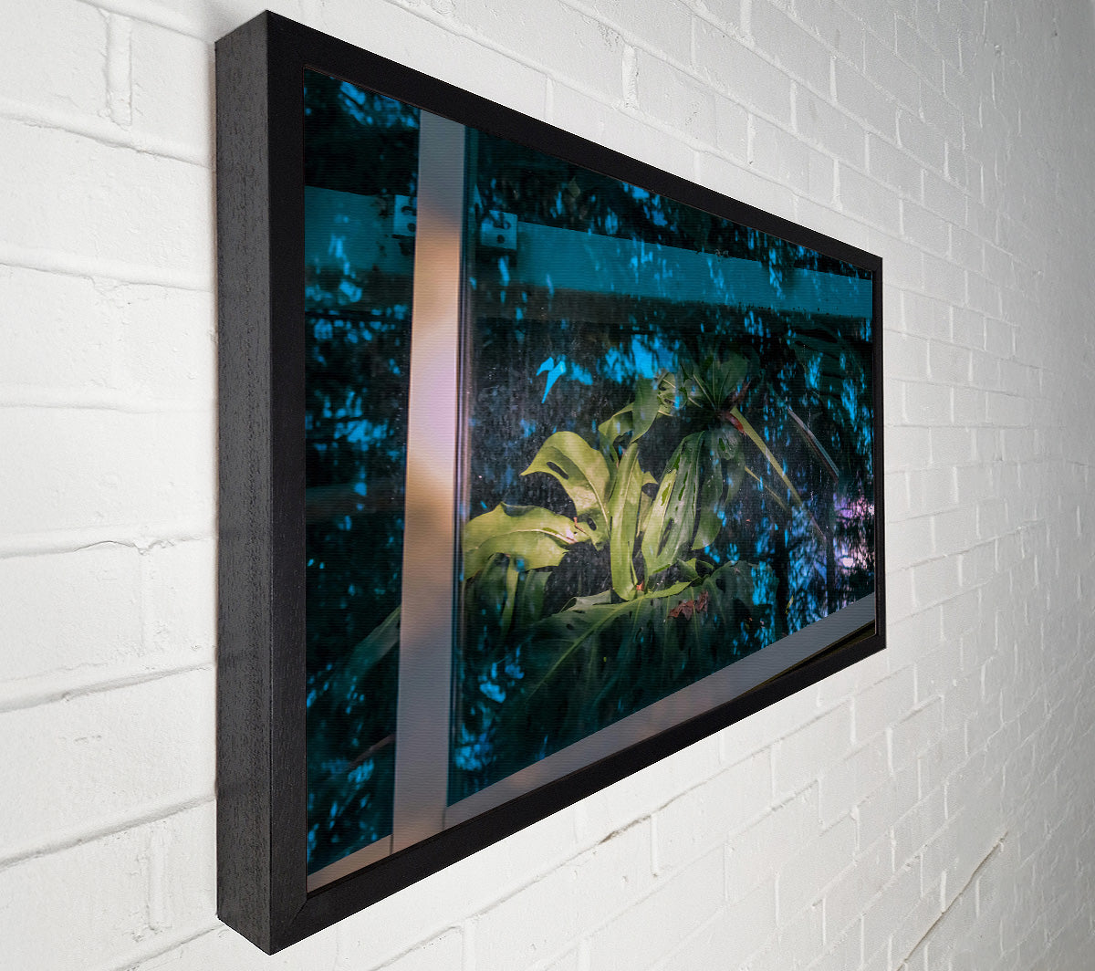 Teal Windowpane Jungle Canvas Art