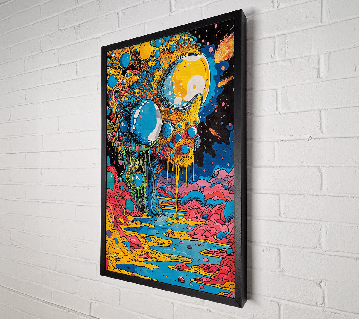 Yellow Cosmic Drip Canvas Wall Art