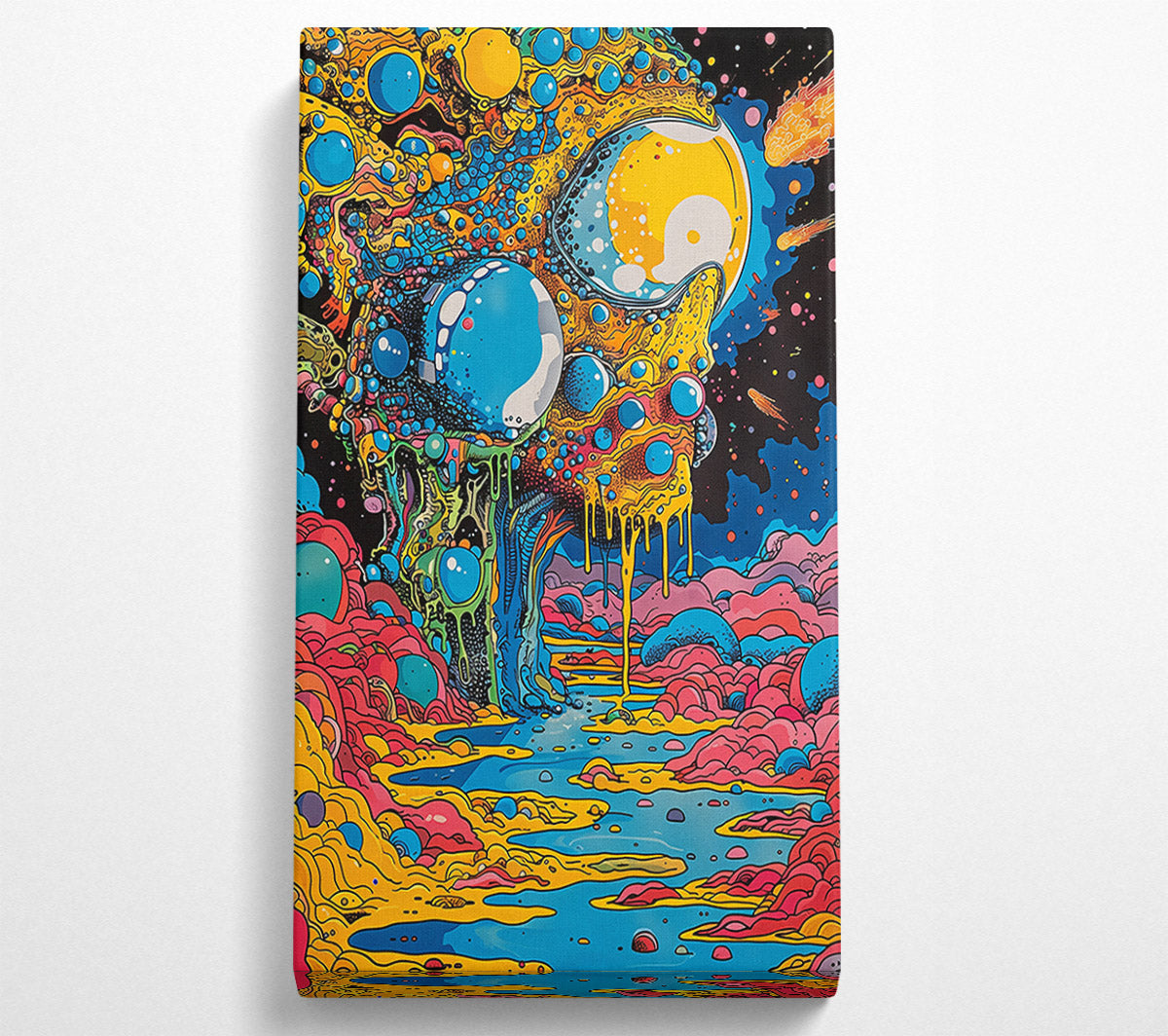 Yellow Cosmic Drip Canvas Wall Art