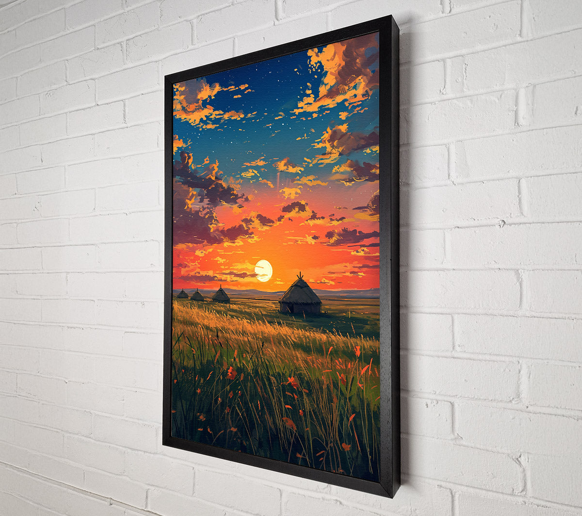 Orange Sunset Fields Canvas Print