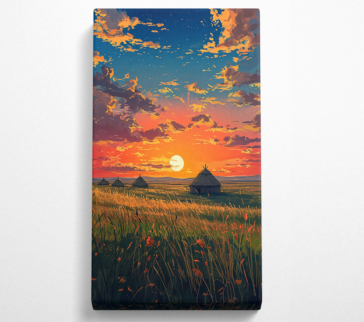 Orange Sunset Fields Canvas Print
