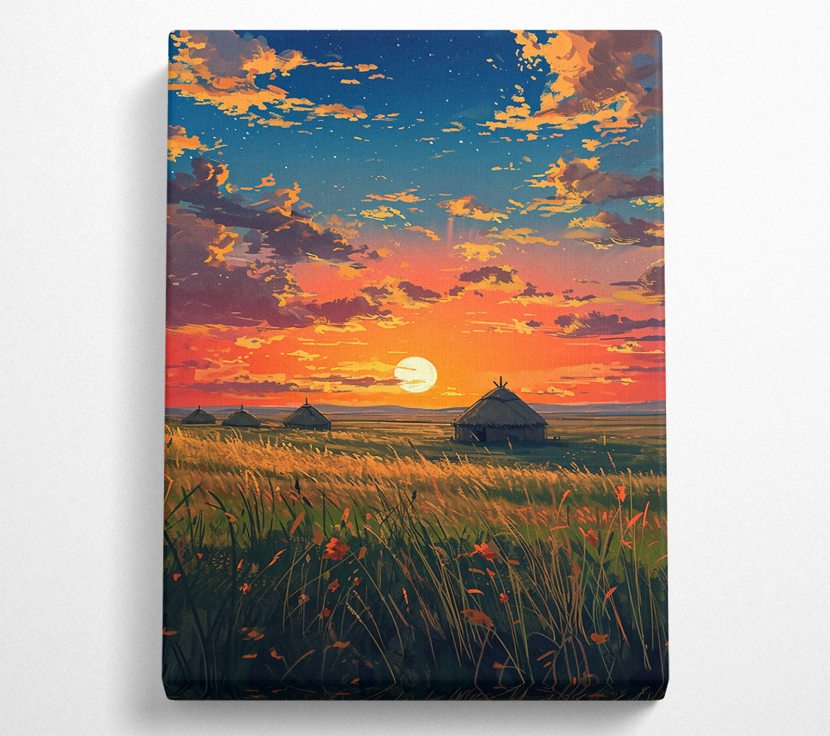Orange Sunset Fields Canvas Print