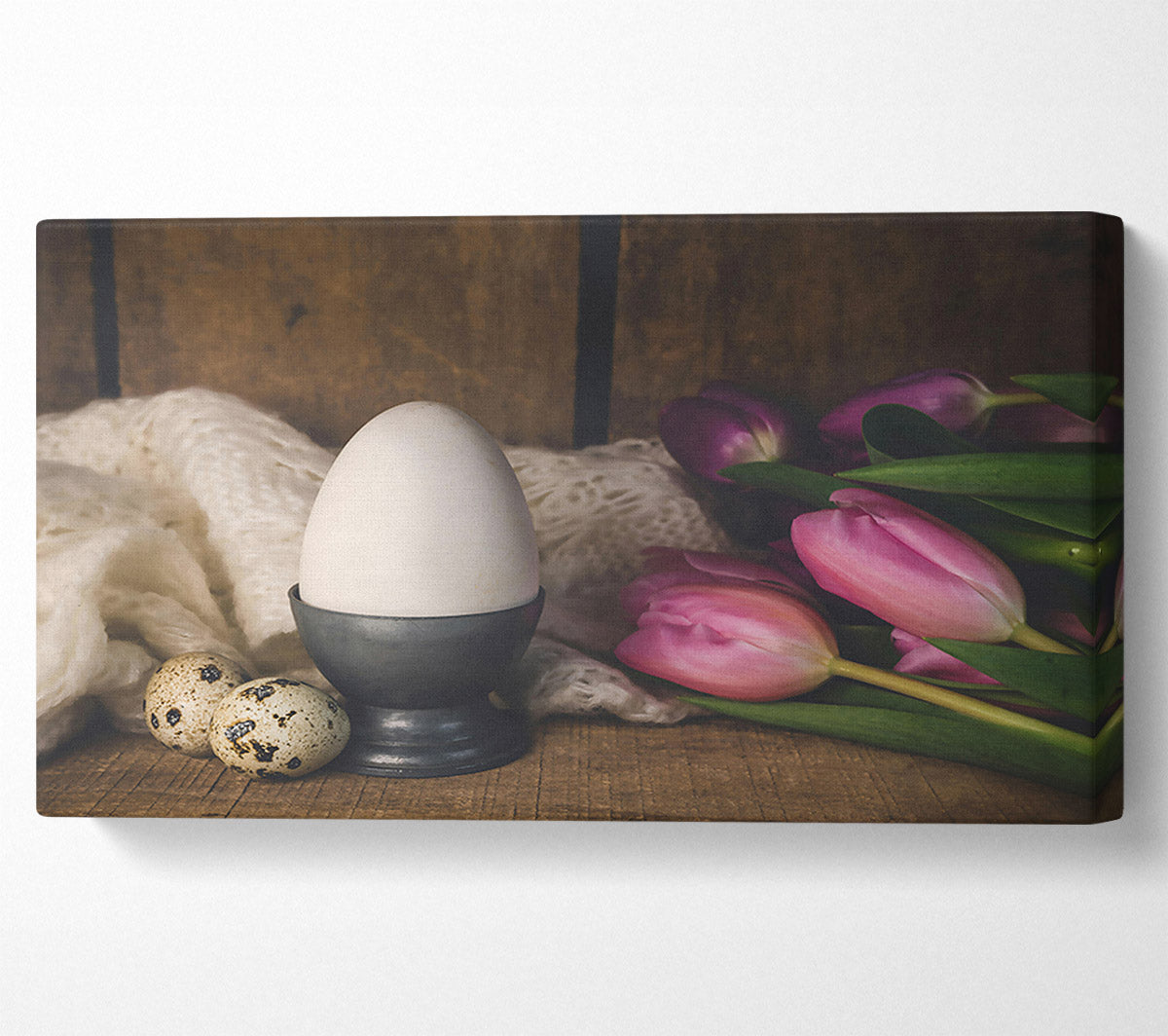 Pink Tulip Egg Cup Canvas Wall Art