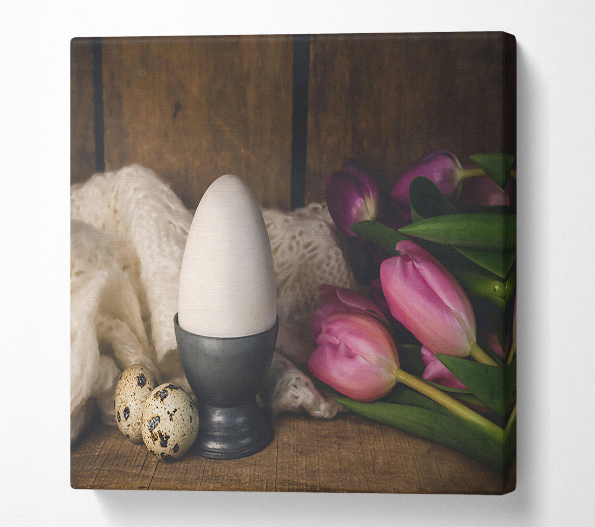 Pink Tulip Egg Cup Canvas Wall Art