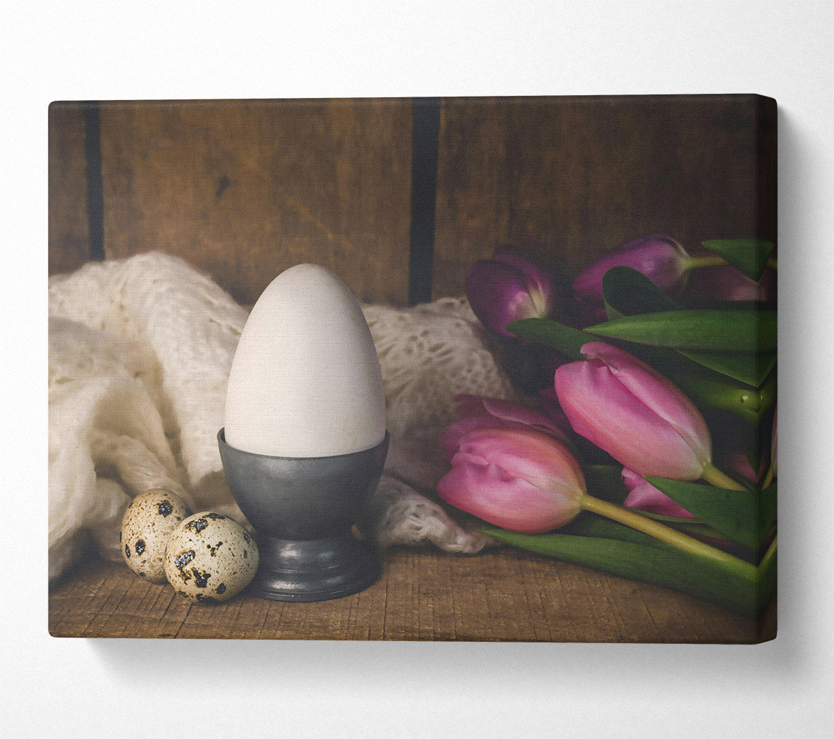 Pink Tulip Egg Cup Canvas Wall Art