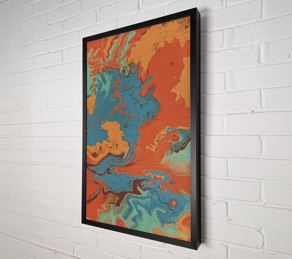Teal And Rust Swirls Canvas Wall Art